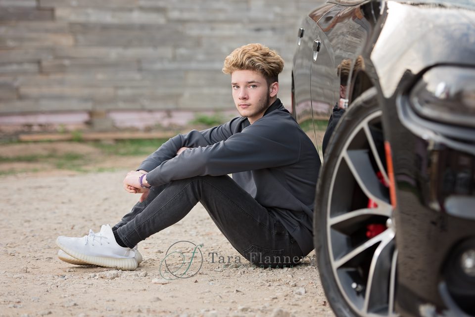 high school senior boy with car
