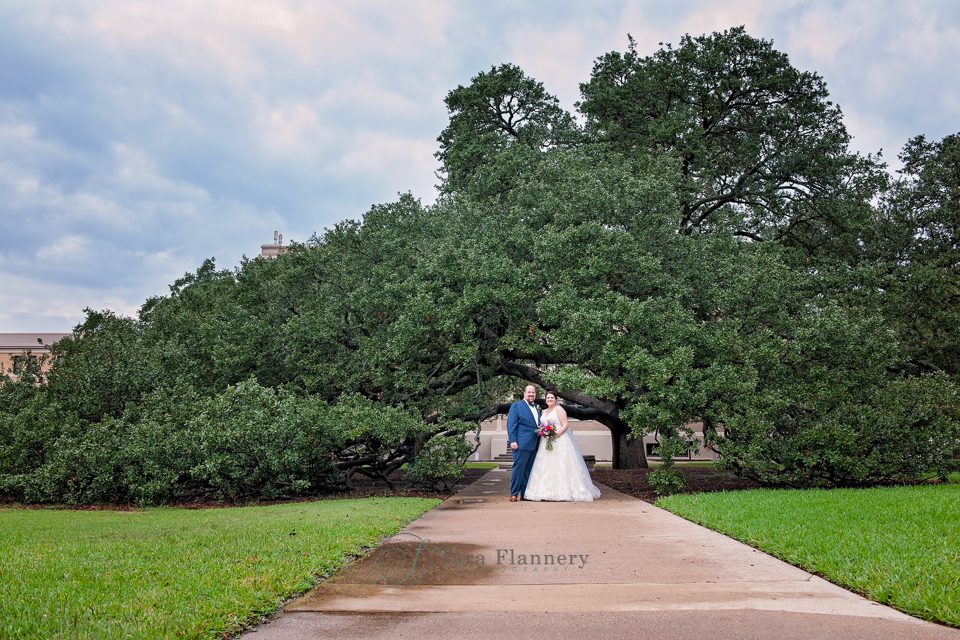 Wedding Couple at the Century Tree at Texas A&M