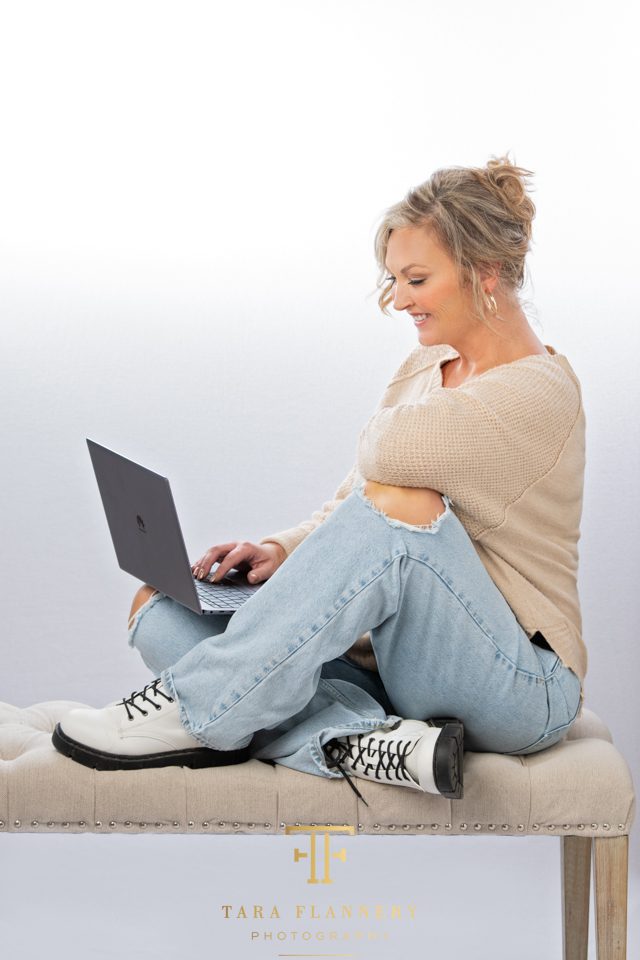 branding photo woman working on laptop