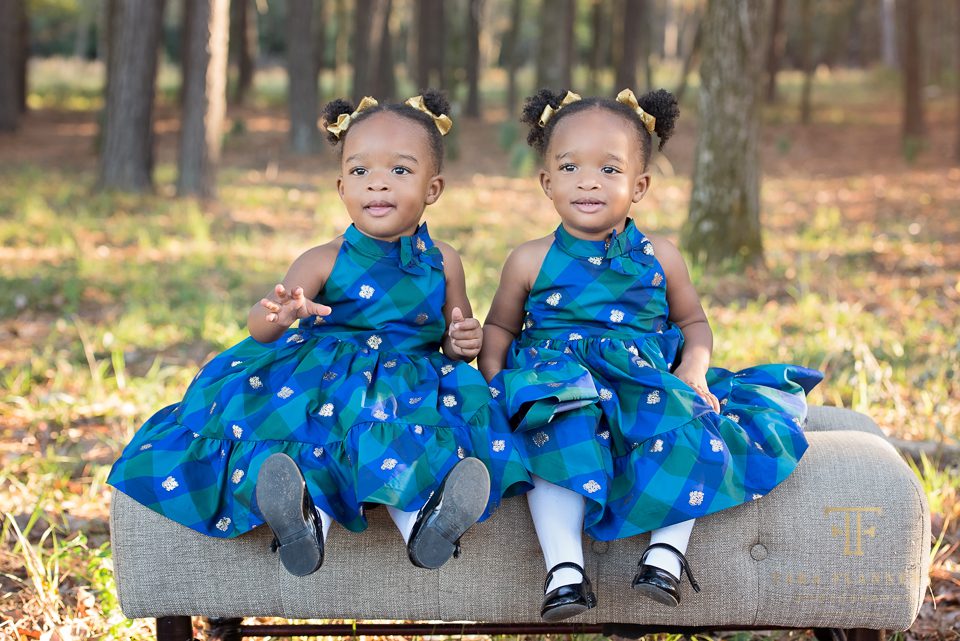twin girls for family photos