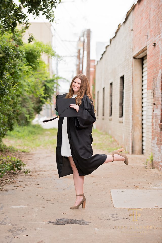 senior portraits with cap and gown