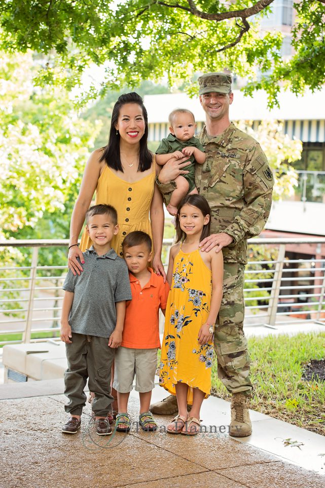 Giving Back to Community family portrait with army Dad