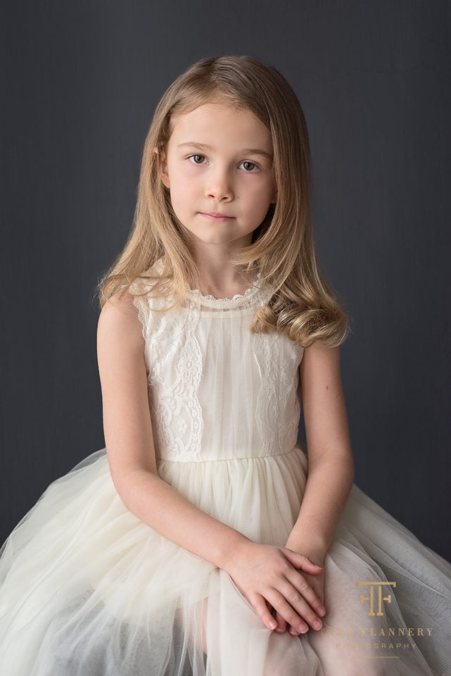 little girl white dress portrait