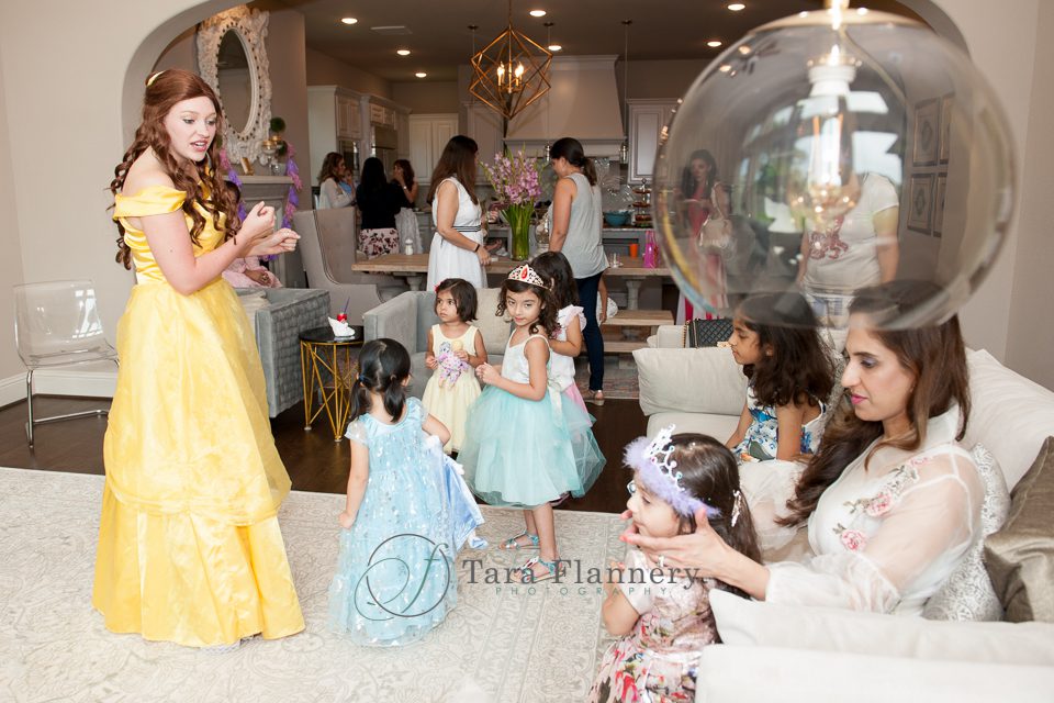 Belle appears for princess tea party birthday 
