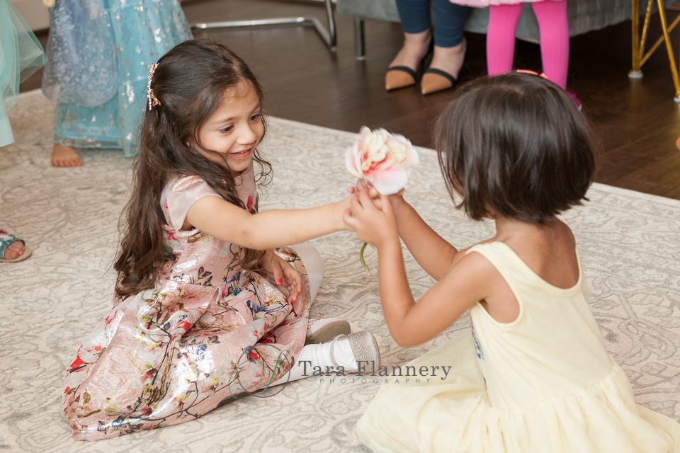 game of pass the flower at princess tea party birthday