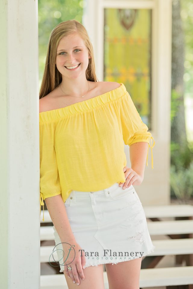 Senior portrait girl in yellow
