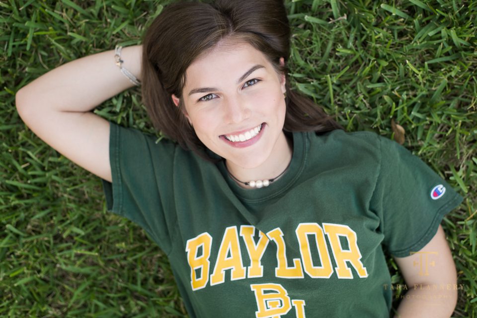 high school senior girl with Baylor t-shirt