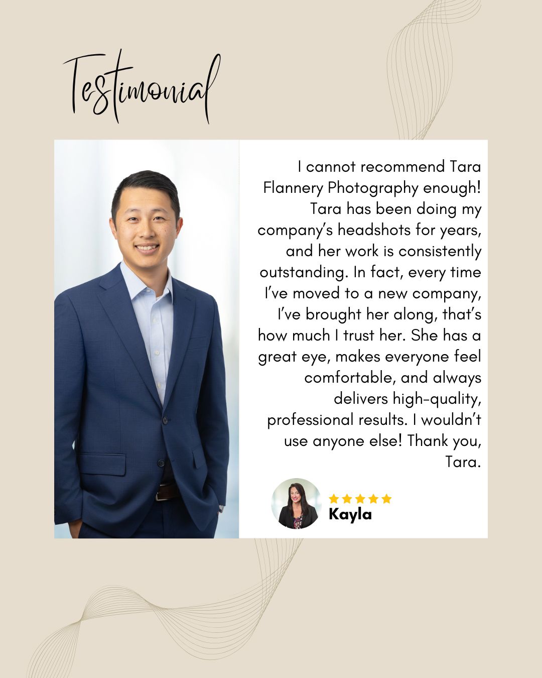 5-star client review for corporate headshots