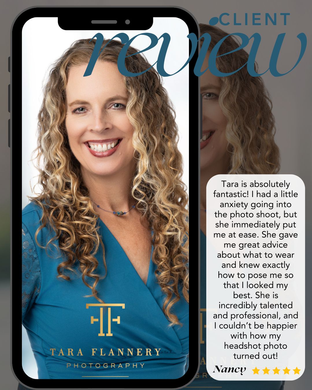 5-star client review for a professional headshot